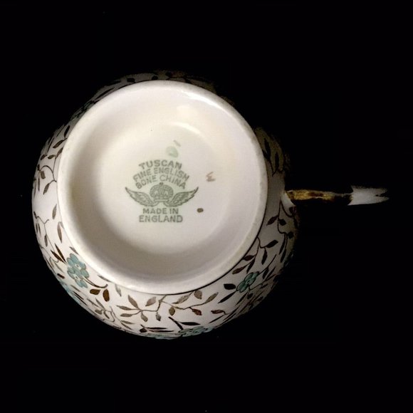 Vintage Tuscan Tea Cup and Saucer Fine English Bone China Pink Gold Turquoise - Picture 7 of 8